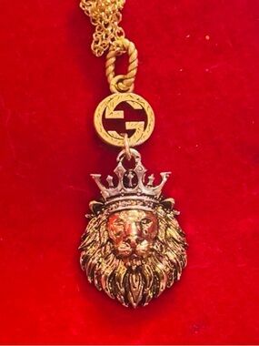Gorgeous Repurposed King Lion GG Gucci necklace